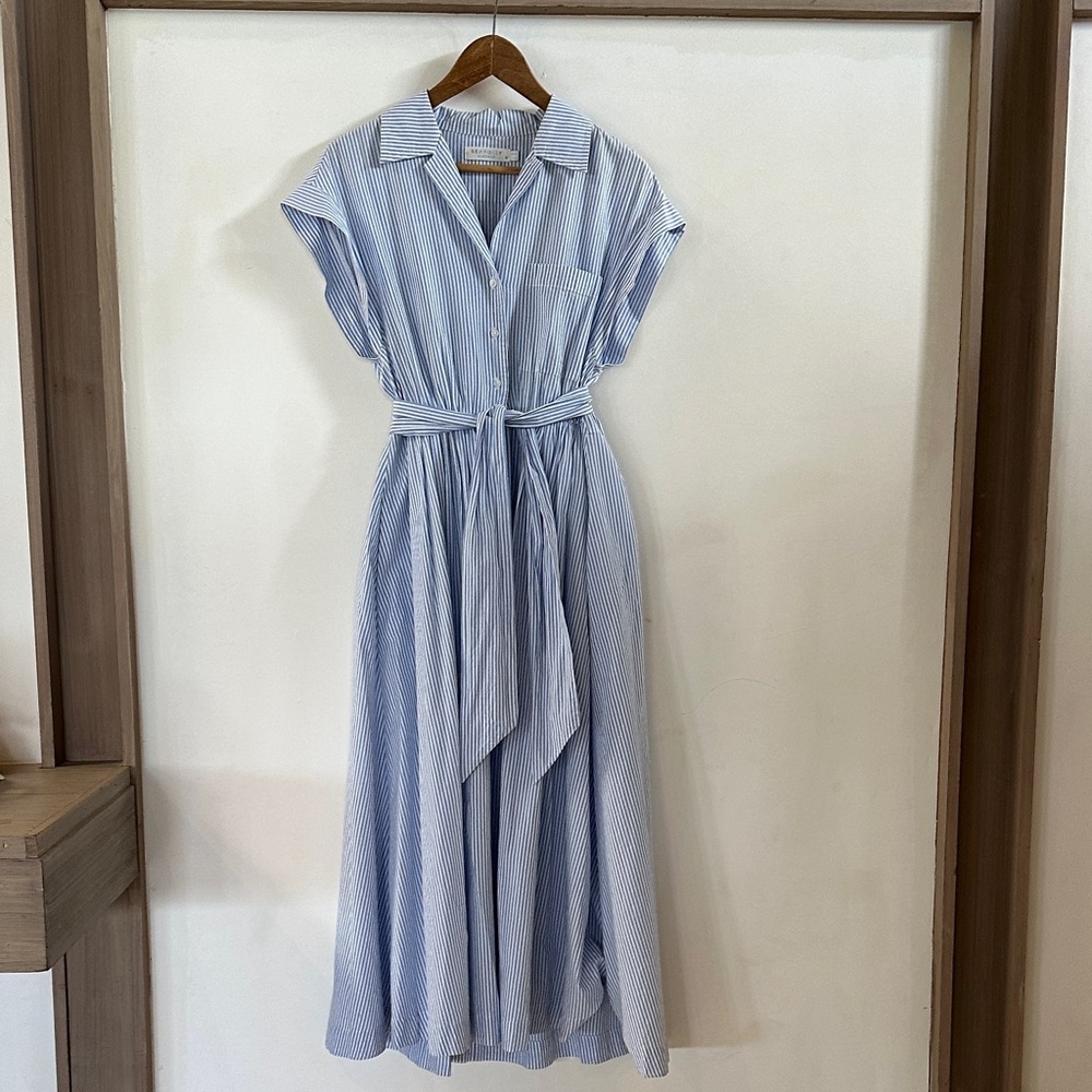 Seafolly Light Blue Striped Midi Dress (S)